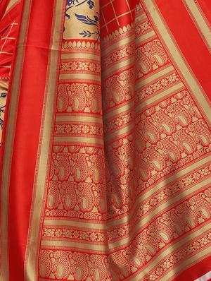 printed art silk saree with blouse - 15829583 - Standard Image - 4