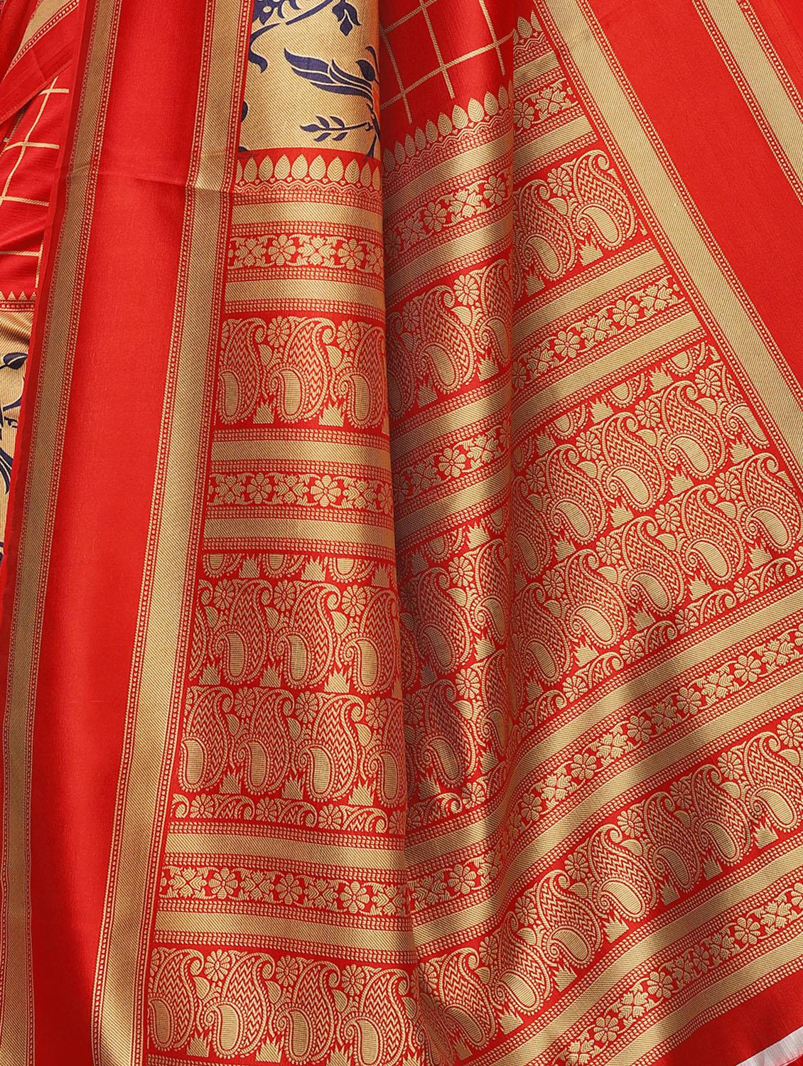 printed art silk saree with blouse - 15829583 - Zoom Image - 4