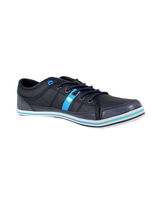blue leatherette lace up sneakers - 15830483 - Standard Image - 1