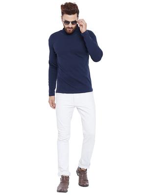 solid navy blue turtle neck t-shirt - 15831016 - Standard Image - 4