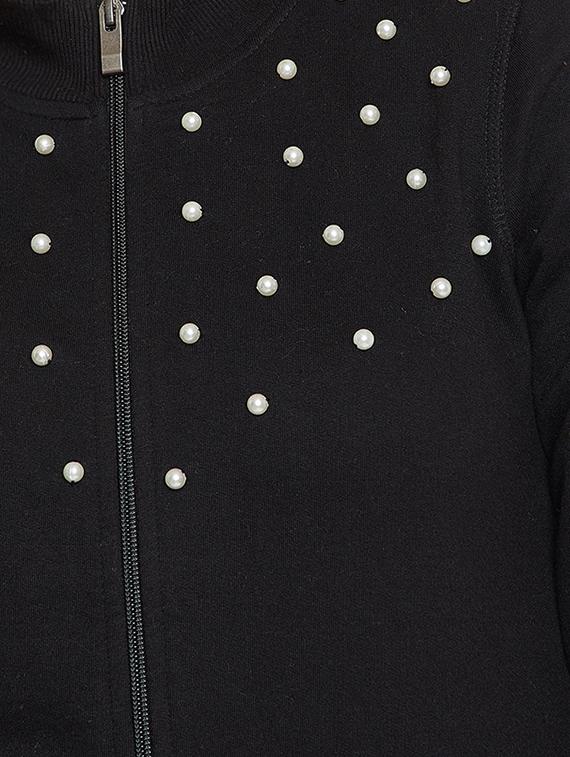 pearl embellished zip-up sweatshirt - 15835344 - Zoom Image - 4