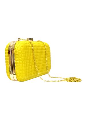 yellow leatherette (pu) box clutch - 15836285 - Standard Image - 4