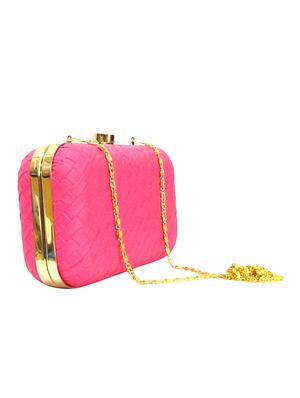 pink leatherette (pu) box clutch - 15836287 - Standard Image - 4