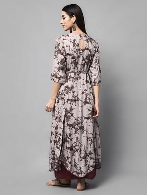 beige viscose flared kurta - 15836293 - Standard Image - 4