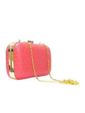 pink leatherette (pu) box clutch - 15836329 - Standard Image - 4
