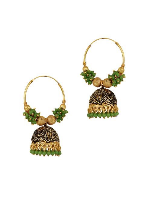 green brass jhumka earring - 15837568 - Standard Image - 1