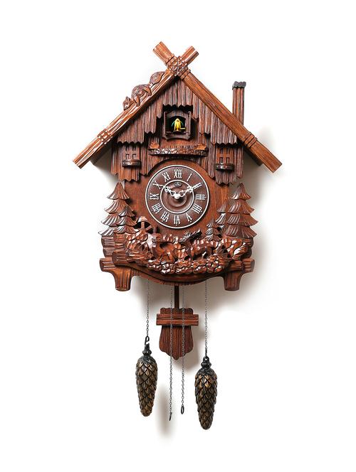 horo(imported)dark brown hand craft hut shaped wooden cuckoo clock45(l)x17(b)x59(h)cm - 15837577 - Standard Image - 1