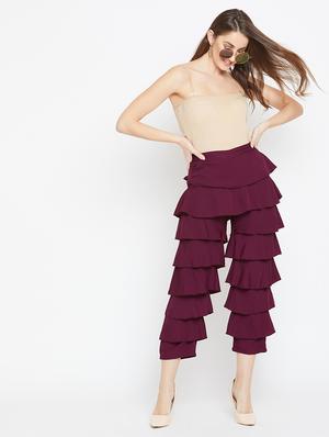 berry purple layered ruffle trouser - 15839390 - Standard Image - 4