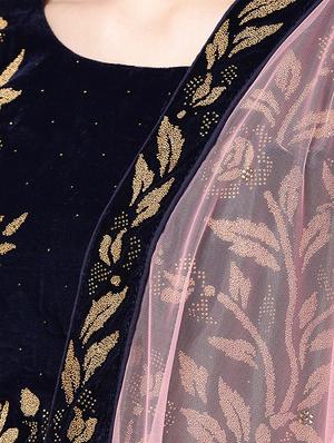 embroidered floral blue flared lehenga - 15839997 - Standard Image - 4