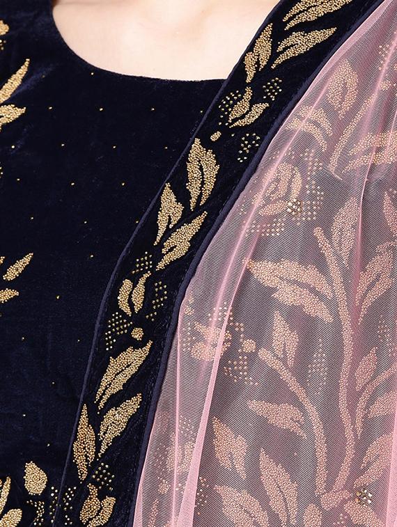embroidered floral blue flared lehenga - 15839997 - Zoom Image - 4