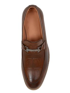 brown leatherette formal slip ons - 15840259 - Standard Image - 4