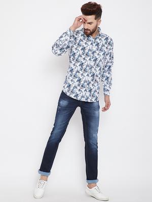 blue light washed ripped denim jeans - 15840828 - Standard Image - 4