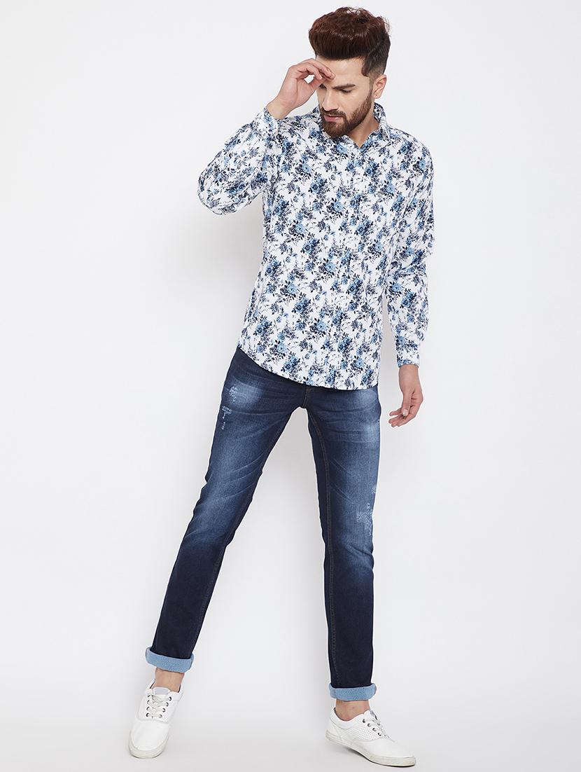 blue light washed ripped denim jeans - 15840828 - Zoom Image - 4