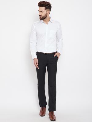 black polyester flat front formal trouser - 15840840 - Standard Image - 4