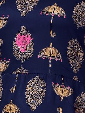 foil print a-line kurta - 15842337 - Standard Image - 4