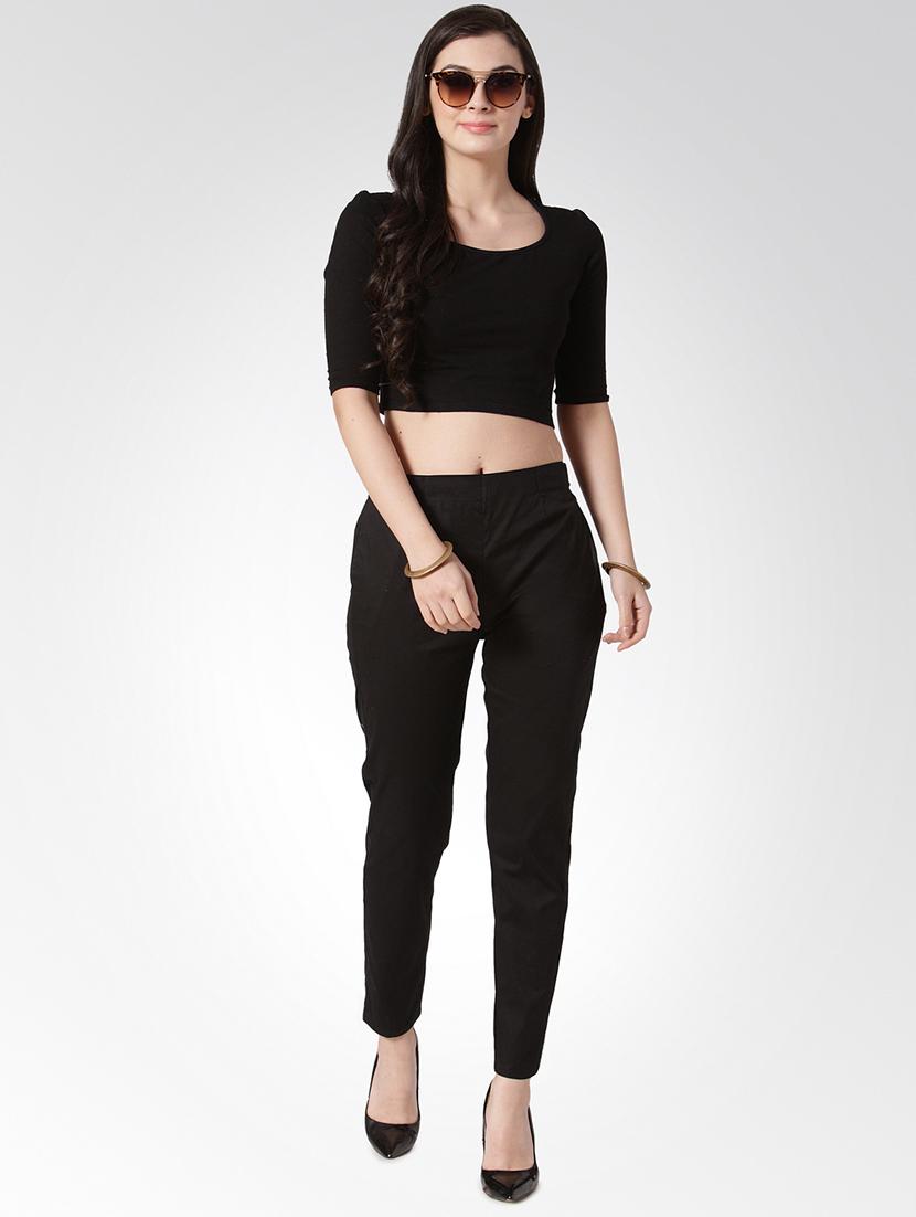 black solid flat front trousers - 15842378 - Zoom Image - 4