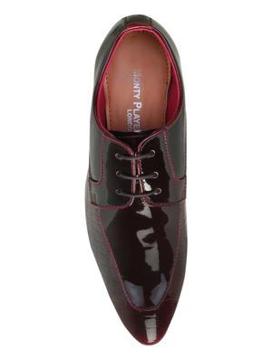 maroon synthetic & mesh laceup oxfords - 15842405 - Standard Image - 4