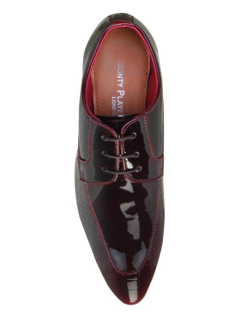 maroon synthetic & mesh laceup oxfords - 15842405 - Zoom Image - 4