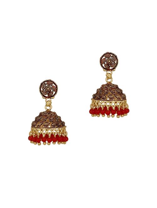 red brass jhumka earring - 15842915 - Standard Image - 1