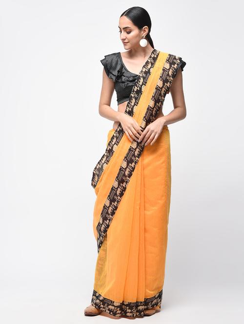 warli border orange chanderi saree with blouse - 15846722 - Standard Image - 1