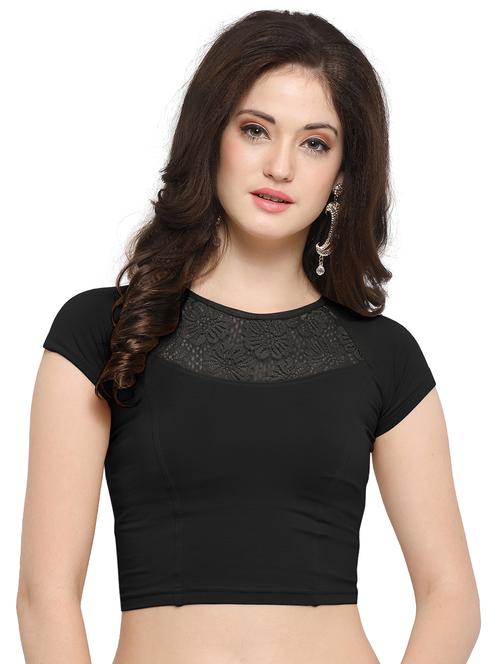 net sleeved solid blouse - 15846894 - Standard Image - 1