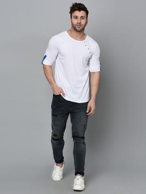 solid white henley neck t-shirt - 15848266 - Standard Image - 4