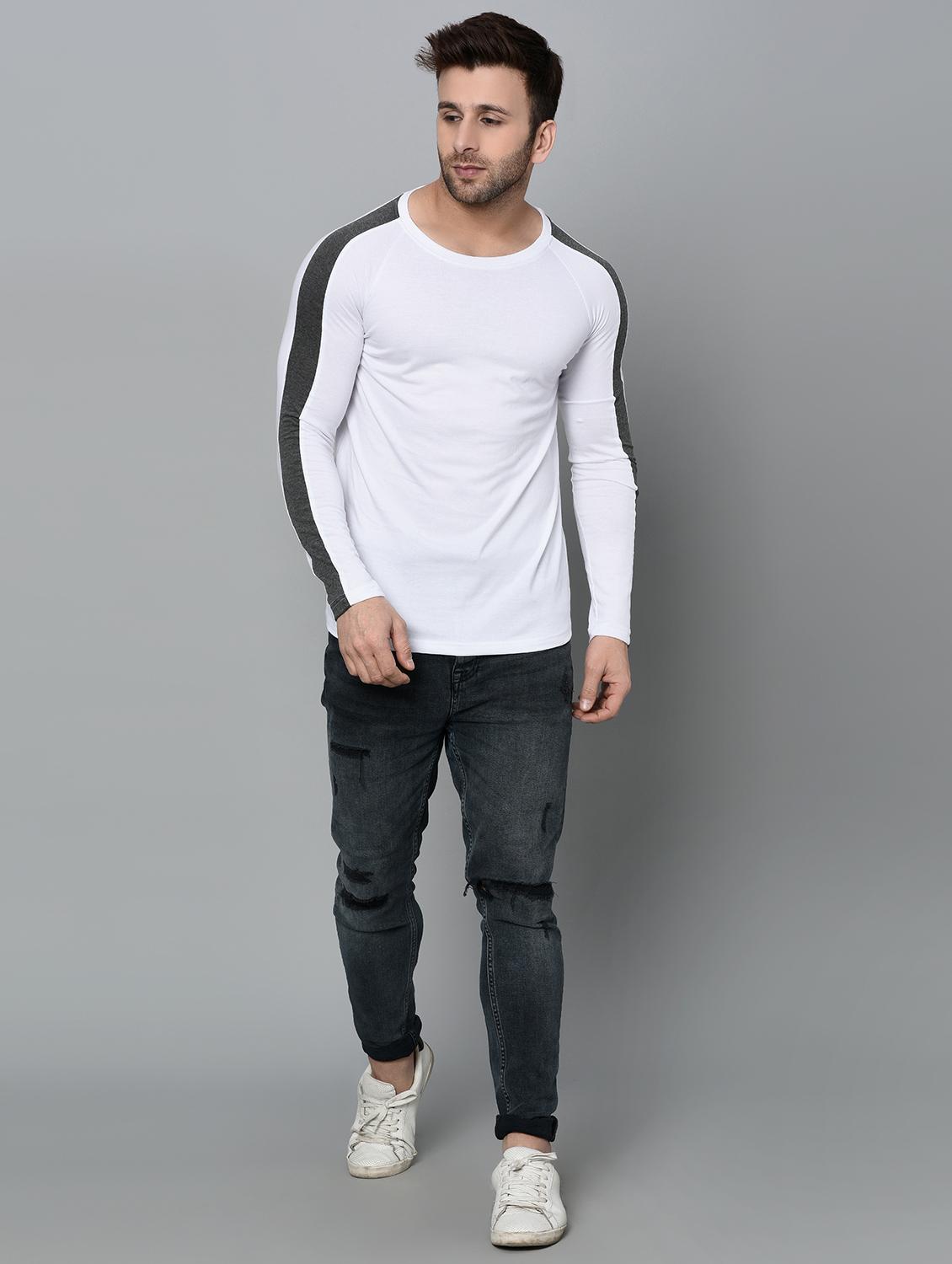 white color block long sleeves t-shirt - 15848277 - Zoom Image - 4