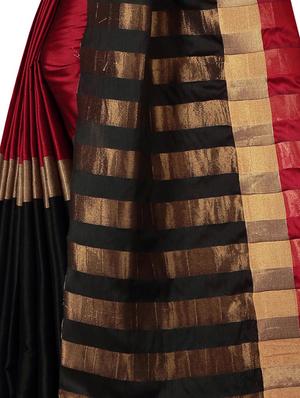 contrast border woven saree with blouse - 15849397 - Standard Image - 4