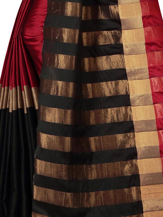 contrast border woven saree with blouse - 15849397 - Zoom Image - 4