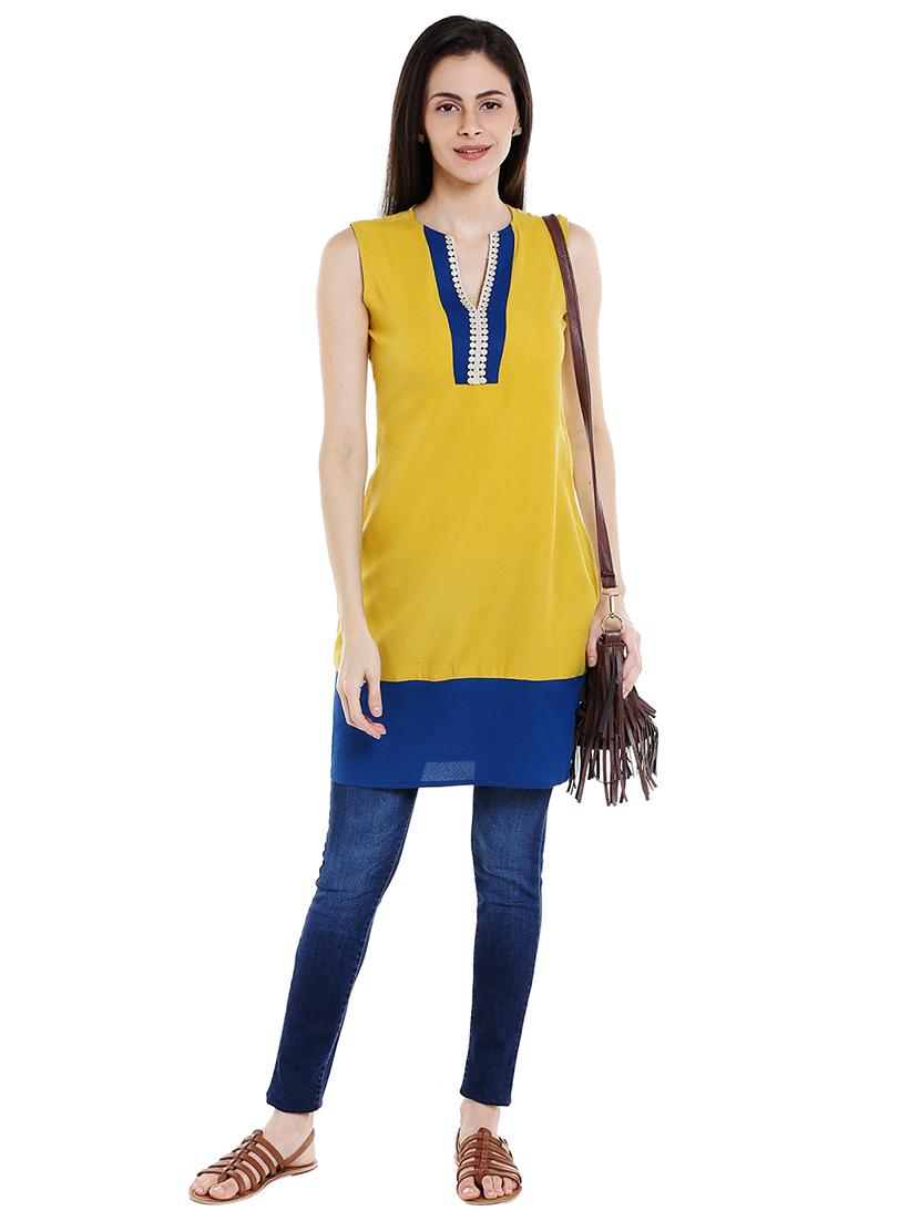 green viscose straight kurti - 15850109 - Zoom Image - 4