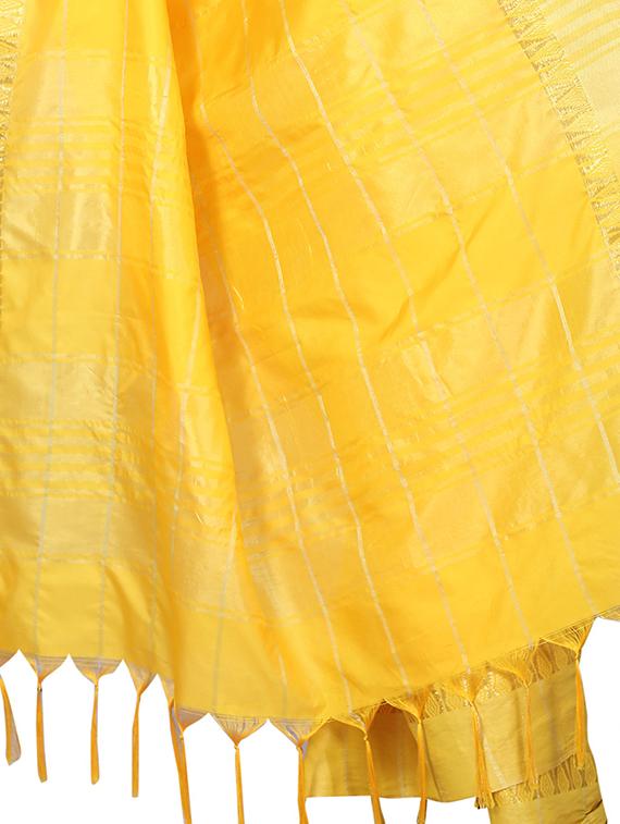 zari checkered mysore silk saree with blouse - 15850340 - Zoom Image - 4