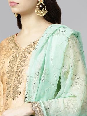 floral zari motif unstitched sharara suit - 15850895 - Standard Image - 4