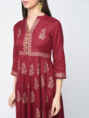 block printed Anarkali kurta - 15851030 - Standard Image - 4