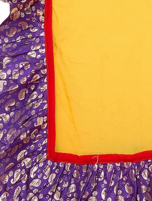 paisley ruffle border mustard saree with blouse - 15851617 - Standard Image - 4
