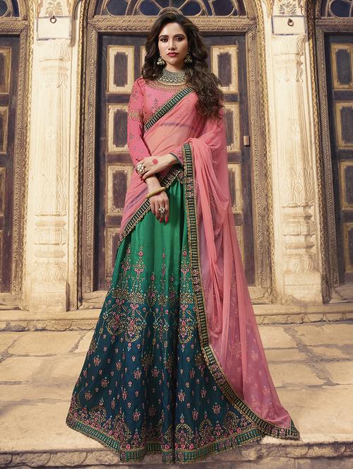 floral embroidered flared lehenga - 15852222 - Standard Image - 1