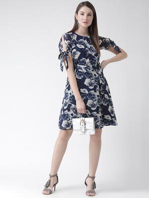 floral side tie up sleeved belted dress - 15852312 - Standard Image - 4