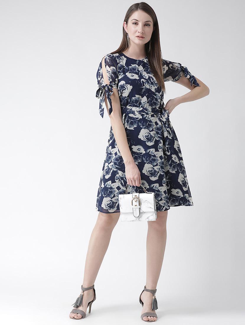 floral side tie up sleeved belted dress - 15852312 - Zoom Image - 4