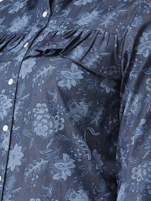 frill detail floral denim shirt - 15852323 - Standard Image - 4