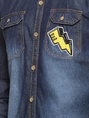 blue denim casual shirt - 15854363 - Standard Image - 4