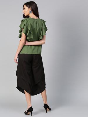 ruffle detail top & layered culottes set - 15855195 - Standard Image - 4