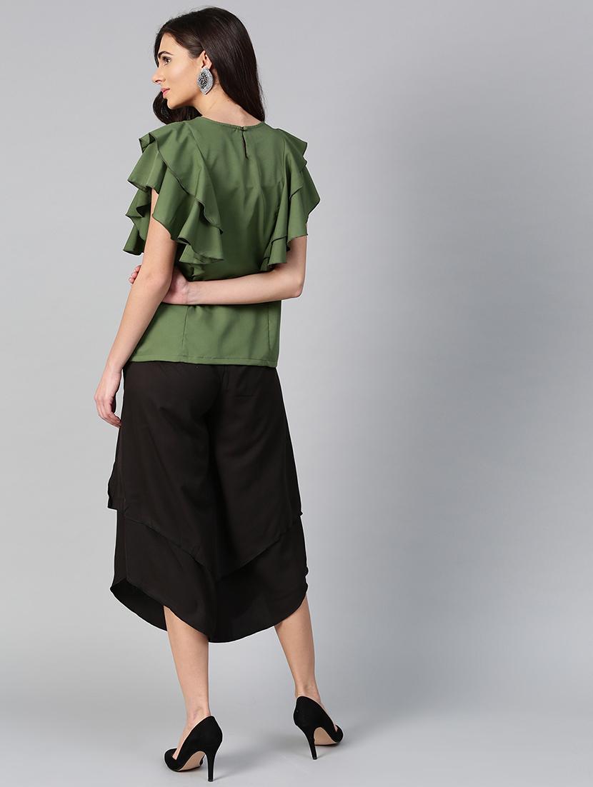 ruffle detail top & layered culottes set - 15855195 - Zoom Image - 4