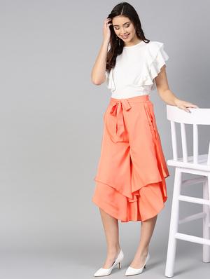 ruffle detail top & layered culottes set - 15855197 - Standard Image - 4