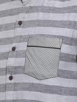 grey striped casual shirt - 15856266 - Standard Image - 4