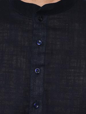 navy blue cotton kurta pyjama set - 15856474 - Standard Image - 4
