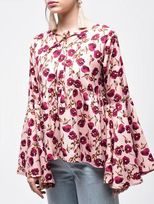 Bell sleeved floral flared top - 15857053 - Standard Image - 4