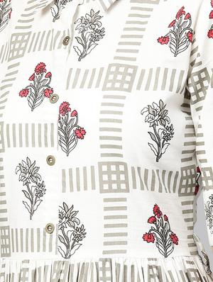 floral checkered flared dress - 15857171 - Standard Image - 4