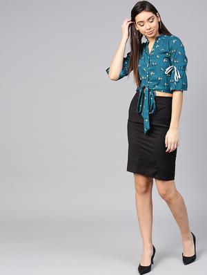 tie knot hem button up top - 15857204 - Standard Image - 4