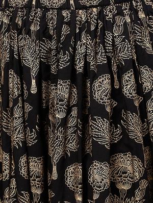 front slit drawstring kurta with foil printed skirt set - 15857269 - Standard Image - 4
