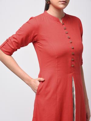Princess cut a-line solid kurta - 15857580 - Standard Image - 4