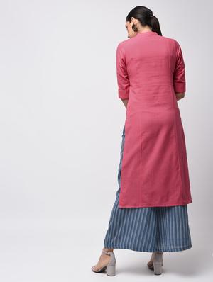 Solid straight kurta with pocket - 15857593 - Standard Image - 4